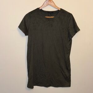 Olive Green Short Suede T-Shirt Style Dress